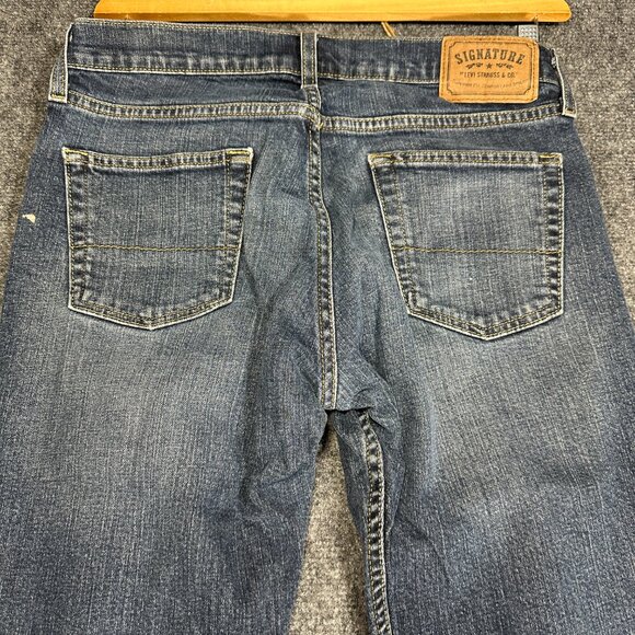 Levis Signature Jeans Mens 30 Blue Cotton Pockets Straight Leg Grunge Outdoor - Picture 8 of 10